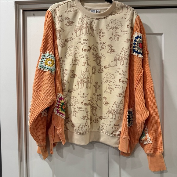 Upcycled Pooh Granny Crochet Cardigan with Colorful Patches - Picture 5 of 5